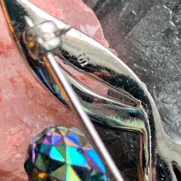 MN Beautiful Thistle pin in Crystals, Vintage, Unmarked REDUCED - Picture 3 of 5